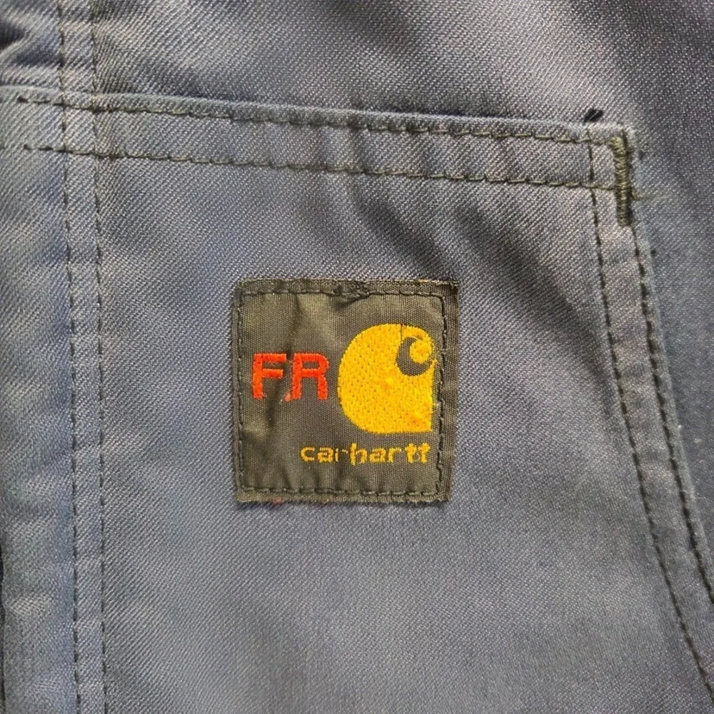 Vintage Carhartt Active Jacket Mens XL Blue FR Lined Hooded Flame Resistant
